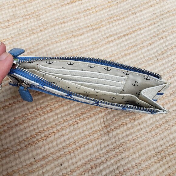 Brighton nautical blue white vegan leather wristlet - Picture 5 of 6